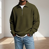 economico Polo classica da uomo-Per uomo Magliette Polo a Nido d'Ape Testurizzato Casuale All'aperto Con cerniera Zip a un quarto Manica Lunga Moda Moderno Tinta unica Testurizzato Lavorato a maglia Primavera &amp; Autunno Tutte le