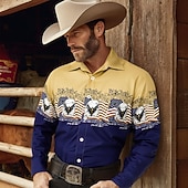 economico camicie western da uomo-Per uomo Aquila Bandiera degli Stati Uniti 250° anniversario degli Stati Uniti Camicia Camicia Western Camicia da cowboy Manica Lunga Vintage Retrò Vacanza Ferie Primavera Autunno Collo ripiegato