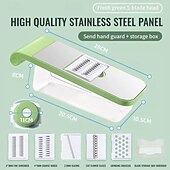 billige Frukt- og grønnsaksutstyr-7 deler multifunksjonelt grønnsaksskjære- og kvernsett i rustfritt stål med utskiftbare kniver - manuelle kjøkkenplanleggingsverktøy for forskjellige grønnsaker, grønnsaksskjæresett, kjøkkendings