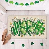 billige Dørmatter-Dørmatte til St. Patricks dag, irsk firkløverdesign, gulvmatte til inngangsparti, festlig grønt kløverdørteppe til St. Patricks dag-feiring.
