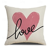 cheap Throw Pillows,Inserts &amp; Covers-Valentine's Day Couple Heart Pillow Cover, Red "LOVE" Letter Print Decorative Cushion, Perfect for Sofa, Living Room, Bedroom, Ideal for Romantic Valentine's Day Home Decor