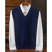 preiswerte Wollpullover für Herren-Herren Pullunder Kleid Pullover Pullover Weste Strickpullover Gerippt Stricken Normale Oberteile Gestrickt Einfach V Ausschnitt Mode Streetwear Geschäft Urlaub Bekleidung Ärmellos Herbst Winter