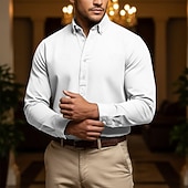 economico camicie casual da uomo-Per uomo Camicia popover Camicia Oxford Blu denim Nero Bianco Blu marino Blu scuro Manica Lunga Semplice Colletto italiano visibile Casuale All'aperto Tasca Abbigliamento Neutro Moda Quotidiano Casual