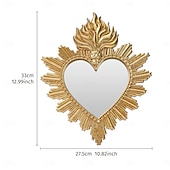 preiswerte Wandskulpturen-Wanddekor-Spiegel mit flammendem Herzmotiv, handgefertigter Hängeschmuck in Form eines flammenden Herzens, Wandkunst im europäischen Stil für Wohnzimmer, Schlafzimmer, Arbeitszimmer, religiöse