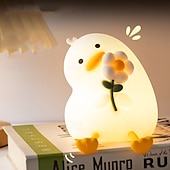 Недорогие Детские ночные огни-Мягкий силиконовый светильник-утка с цветком-уткой, зарядка через USB, ночник с таймером для спальни, изголовье кровати, атмосферный светильник, подставка для телефона, подарок на Рождество, Новый