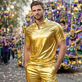 economico Cime-Disco Anni '80 Metallico Lucido Mascherata Disco Costume Per uomo Costume di Carnevale Mascherata Festa / Sera Addio al Nubilato Parata dell'Orgoglio Adulti Top