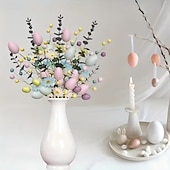 cheap Easter-6pcs Artificial Easter Flower Stems with Speckled Eggs and Colorful Berries, Spring Centerpiece Decor with Pastel Eggs, Daisies, and Branches for Easter Arrangements