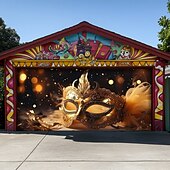 economico Striscioni per Garage e Porte-Martedì grasso Copertura per porta del garage Grande appeso Maschera Piume Lusso 3D Da serata All'aperto Sfondi di ripresa Porta d'ingresso Stile Carnevale di Venezia Arredamento per la casa