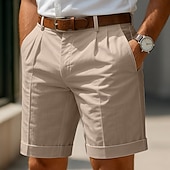 voordelige Bedrijf-Voor heren Korte broek Linnen korte broek Geklede korte broek Zomer korte broeken Strandshorts Zak Plooien Recht been Effen Comfort Ademend Korte Casual Dagelijks Feestdagen Vakantie Modieus Zwart Wit