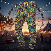 economico pantaloni della tuta stampati da uomo-Per uomo Pantaloni da tuta Joggers Pantaloni Coulisse Tasca Elastico in vita Grafico Comodità Traspirante Quotidiano All'aperto Carnevale Vacanza Moda Giallo Viola chiaro Micro-elastico