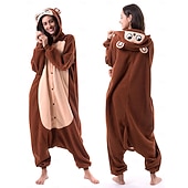 cheap Animal Costume-Kigurumi Pajamas Group Costume Onesie Costume Animal Monkey Warm Comfy Hooded Fleece Adults' Men's Women's Unisex Halloween Carnival Party Performance Homewear Dress Up