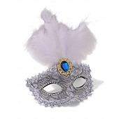 billiga Tillbehör-Kvinnors Grön Fjäder Venetiansk Maskeradmask - Lyxig Barock Crystal-Pyntad Karneval Kosttillsats för Venedigfestivalen Mardi Gras  Maskeradfester
