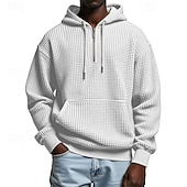 abordables sweats à capuche basiques pour hommes-Homme Sweat à capuche Sweat à capuche gaufré Violet Gris Clair À capuche Uni Poche kangourou Texturé Occasionnel Quotidien Sport &amp; Loisir Streetwear Frais Vêtements de sport Printemps &amp; Automne