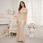 economico Abiti degli anni '20-Anni Ruggenti Anni 1920 Lunghezza alla caviglia Vestito Nozze Addio al celibato Maniche corte Il grande Gatsby Charleston Invitato al matrimonio Paillettes Scollo Tondo Costume Per donna Mascherata