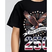  100% Bumbac Copii Băieți Negru Alb Vultur Drapel USA A 250-a aniversare Tricou Bluză Stil Nautic Manșon scurt În aer liber Zilnice Modă Șic Stradă Designer Imprimare Vară