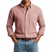 economico camicie casual da uomo-Per uomo Camicia Camicia a nido d'ape Camicia casual Camicia con colletto alla coreana Camicia con Bottoni Blu Rosa Vino Blu marino Manica Lunga Semplice Testurizzato Collo alla coreana Casuale