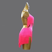 זול שמלת תחרות-שמלת ריקוד לטיני עם ריינסטון ציצית לנשים ללא שרוולים בגדי ריקוד רומבה סלסה