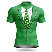  Herr St Patrick Jersey Cykeltröja Shamrock Novelty Kort Ärmar Cykel Tee Tshirt Jersey Topp med 3 Bakfickor UV Resistens Snabbtorkande Med Fickor Främre Dragkedja Sport Vit Grön Kläder Apparel