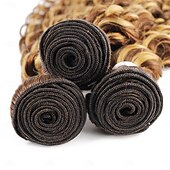 cheap 3 Bundles Human Hair Weaves-3 Bundle Hair Weaves 18 20 20 Inch Highlight P4/27 Deep Wave Human Hair Bundles