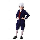  250th Anniversary USA Rococo Baroque Outfits Long Sleeves George Washington Alexander Hamilton Colonial Fancy Dress Boys' Carnival Independence Day 4th of July Kid's Coat Pants Collar