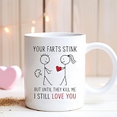 cheap Mugs &amp; Cups-Valentine's Day Gift Mug Your Farts Stink But I Still Love You Mug Funny Ceramic Coffee Cup Humorous Gift for Couples Unique Love Mug for Him &amp; Her