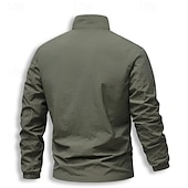 economico Giubbotti Casual-Per uomo Giacca Leggera Giacca Casual Casuale Quotidiano Sport Tasca Primavera Autunno Semplice Streetwear Elegante Collo alla coreana Regolare Nero Blu marino Cachi Verde militare Grigio scuro Giacca
