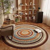 ieftine Covorase de zonă-Covor vintage boho chic rotund pentru scaun, husă de canapea și masă de cafea de lux, covor de living rezistent la pete, covoraș de podea pentru dormitor și dulap