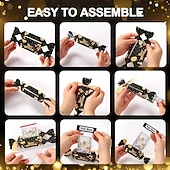 levne Dárkové předměty-Balení 4 černo-zlatých vytahovacích dárkových krabiček k narozeninám, dárkové balení s překvapením v podobě hotovosti, ideální pro bytové dekorace, oslavy narozenin dospělých, výročí a dárky k