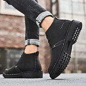 preiswerte Arbeitsschuhe-Lässige gelbe Herren-Ankle-Boots – bequem, stilvoll mit weichem Futter, ideal für legere Hochzeiten und Veranstaltungen im Freien