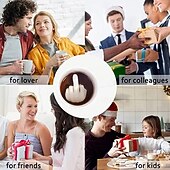 abordables Tazas-Taza de cerámica personalizada para el dedo medio, divertida taza blanca para café, leche, agua, té con asa para fiesta, Día de los Inocentes, interesante taza de cerámica personalizada para el dedo