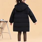 cheap Boy's Downs &amp; Parka Jacket-Kids Girls' Down Jacket Puffer Jacket Solid Color Sports Pocket Keep Warm Windproof Outdoor Coat Outerwear 4-12 Years Winter Black Yellow Purple
