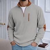 economico T-shirt in velluto a coste-Da uomo Camicia di Velluto a Coste Maglietta Camicia a Maniche Lunghe Manica Lunga Con cerniera Autunno Inverno Autunno &amp; Inverno Blocco di colori Quotidiano Testurizzato Casual Con zip Oversize Ampio