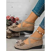 tanie Buty na płaskim obcasie damskie-Damskie Codzienny Niski obcas Okrągły palec u nogi Codzienny Sztuczny zamsz Mokasyny Migdałowy Czarny Niebieski