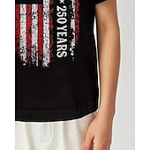  100% Baumwolle Kinder Jungen Schwarz Weiß Grafik USA Flagge 250-jähriges Jubiläum T-Shirt Bluse Rundhalsausschnitt Kurzarm Outdoor Alltagskleidung Mode Streetwear Designer Drucken Sommer
