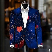 economico Blazer Stampati da Uomo-San Valentino Per uomo Cuore Giacca blazer Cappotto Di tendenza Confortevole Traspirante Artistico Casual Quotidiano Abbigliamento da sera Festival Stampa 3D Bottoni Multi-tasche Tutte le stagioni