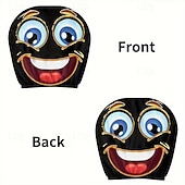 cheap Slipcovers-2pcs Cartoon Big-Eyed Face Printed Car Headrest Covers, Interior Decoration, Universal Fit, Washable, Easy to Install, Suitable for Long Trips Or Road Trips, Perfect Quirky Car Decoration