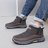 cheap Winter &amp; Snow Boots-Men's Brown Winter Boots with Fleece Lining, Insulated and Waterproof Shoes for Cold Weather, Ideal for Hiking, Outdoor Adventures and Winter Activities