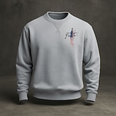 お買い得  メンズ 3D スウェットシャツ-アメリカ建国250周年 男性用 スウェットシャツ クルーネック ブルー ライトブルー ブラック ホワイト イエロー 冬 春 &amp; 秋 デザイナー S M L XL 2XL 3XL