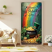 cheap Garage &amp; Door Banners-St. Patrick's Day Posters Door Cover Outdoor Banners Gold coin Green Hat Shamrock Cute 3D Party Dorm Teens Room College Dorm Guys Man Cave Frat Bedroom Shooting Backgrounds Home Decor