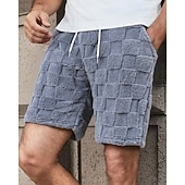 cheap Casual Shorts-Men's Shorts Casual Shorts Pocket Elastic Waist Fleece Plain Warm Breathable Knee Length Outdoor Vacation Daily Wear Vacation Fashion Black Gray Micro-elastic