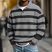  Homens Tiras Horizontais Camisas Polo Waffle Pólo Rúgbi Camisas Polo de Rugby Manga Longa Camisas polo Lapela Roupa de Esporte Casual Escola Roupa Esportiva Roupa Diária Impressão 3D Primavera Outono