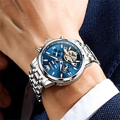 cheap Mechanical Watches-The New Olevs Men'S Business Watch With Luminous Perpetual Calendar Date And Day Display Multi-Functional Mechanical Watch Skeletonized Casual And Fashionable Waterproof Sports Men'S Wristwatch