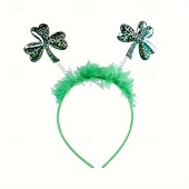  6 diademas para el Día de San Patricio, mini sombreros verdes con plumas para festivales irlandeses. &Lentejuelas, accesorios de fiesta de trébol para mujeres y niños, disfraz del Día de San Patricio