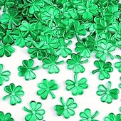  150 db Szent Patrik-napi lóhere konfetti dekoráció, zöld metálfólia lóhere asztali konfetti csillámos szerencsés lóhere lóhere flitter Szent Patrik-napi parti otthoni dekorációhoz, 100 g