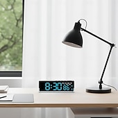 tanie Dekoracyjne światła-nowoczesny cyfrowy budzik LED z dwoma alarmami &amp;miękkie dolne światło, wyświetla czas, datę, dzień tygodnia, temperaturę, 3-stopniowa automatyczna/ręczna jasność, zegar biurkowy zasilany bateryjnie