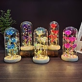 olcso Dekoratív fények-Üveg rózsa örök kristály virág világító rózsák üvegdóm alatt ajándékok nőknek anyának nagymamának feleségnek nővérének