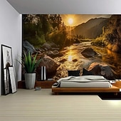 baratos Tapeçarias de Parede-tapeçaria mural com paisagem de plantas naturais, arte em tapeçaria grande, decoração de fundo fotográfico, tecido para manta, cortinas, decoração para casa, quarto e sala de estar.