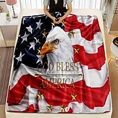 preiswerte Sofadecken &amp; Überwürfe-Tag der Unabhängigkeit Fleecedecken Überwurfdecke für die Couch Geschenk Eagle amerikanische Flagge Klassisch 3D Sofa Bett Dekorative Decke Warme Decke Wohndeko