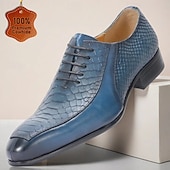 preiswerte Klassische Anzugschuhe-Blaue Herren-Schnürschuhe aus Leder mit Krokodilprägung – luxuriöse Schnürschuhe mit trendigem Design, ideal für Abendgarderobe, Partys und besondere Anlässe