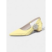 baratos Mãe da Noiva/Namorado-Sapatos de salto bloco com bico fino em cetim rosa claro para mulheres - elegantes sapatos de festa com detalhes florais e cristais, perfeitos para a mãe da noiva ou para um casamento urbano